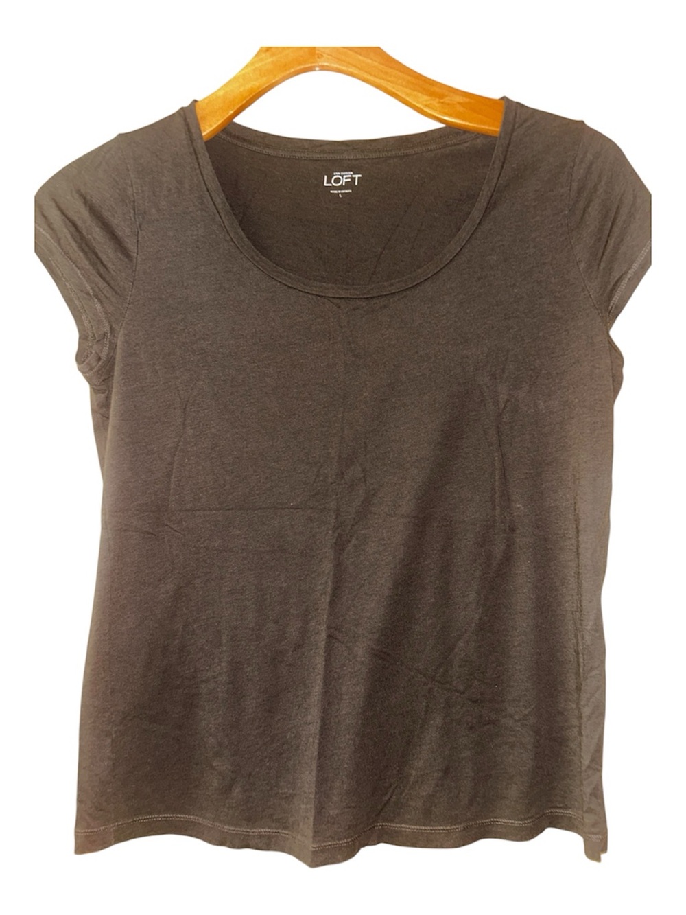 LOFT Scoop Neck Short Sleeve Tee — Brown
